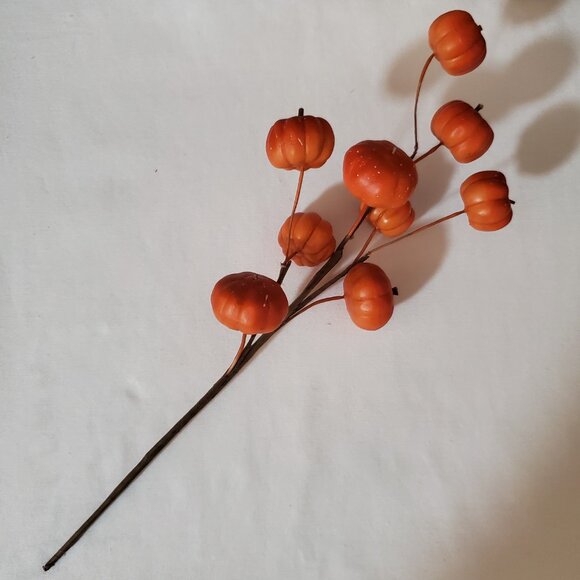 11” Orange Pumpkin Stems / Branches – Set of (3); (9) Pumpkins Per Branch - Picture 7 of 10